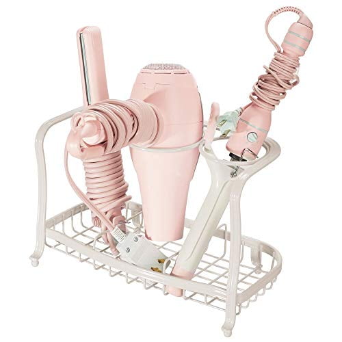 Flat Irons Light Pink//Blush mDesign Metal Hair Care /& Styling Tool Organizer Holder Hair Straighteners Curling Wands Bathroom Vanity Countertop Storage for Hair Dryer 3 Sections